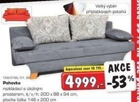 Pohovka, rozkládací s úložným prostorem