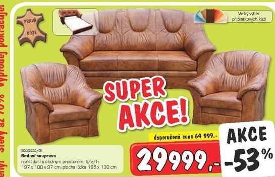 Sedací souprava, pravá kůže