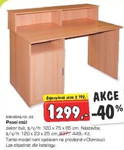 Psací stůl, dekor buk
