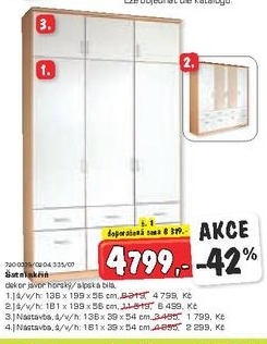 Šatní skříň, javor horský/alpská bílá