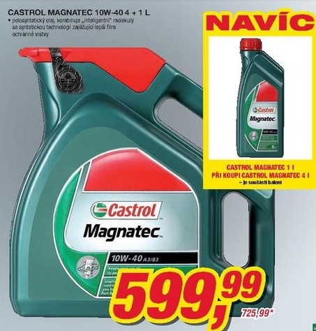 Castrol Magnatec 10W 40, 4 a 1L zdarma