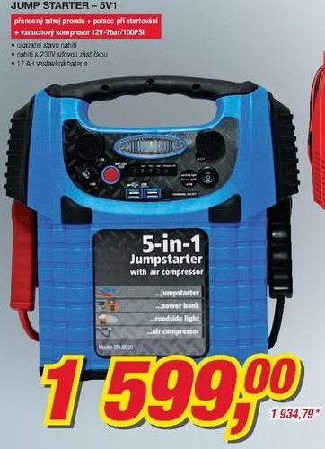 Jump Starter 5v1, přenosný zdroj proudu