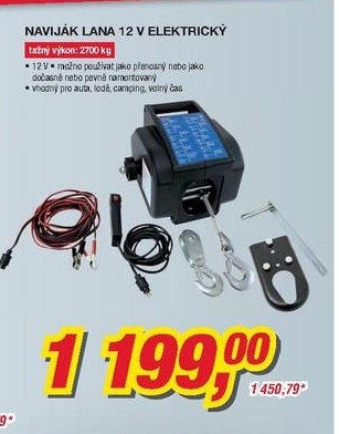 Naviják lana 12V, elektrický