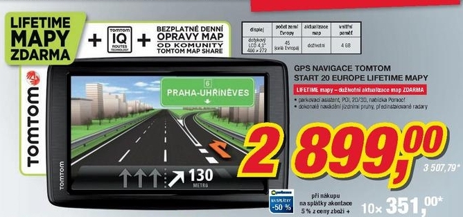 TOMTOM Start 20 Europe Lifetime mapy, GPS navigace