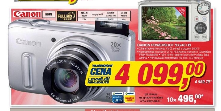 Canon Powershot SX240 HS, digitální fotoaparát