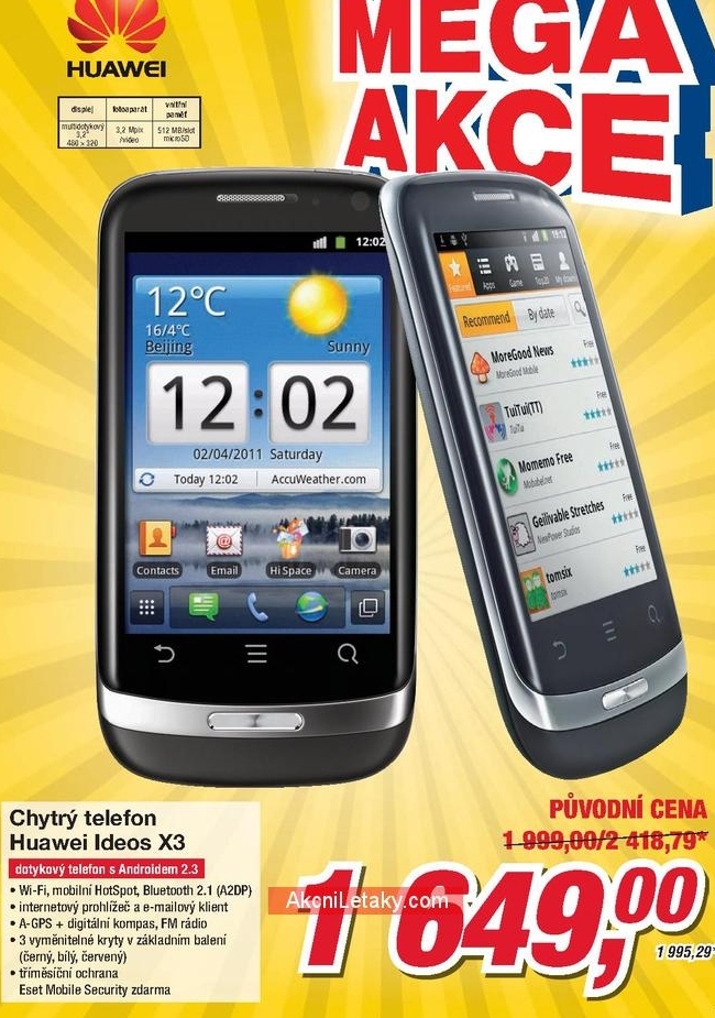 Huawei Ideos X3, chytrý telefon