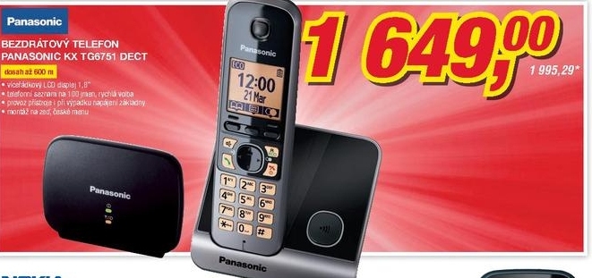 Panasonic KX TG6751 dect, bezdrátový telefon