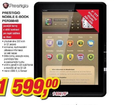 Prestigo Nobile e Book PER3884B, čtečka knih