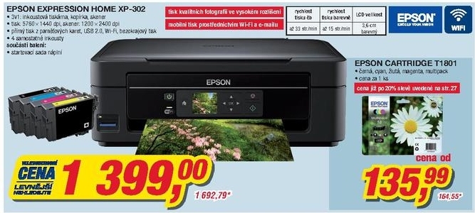 Epson Expression Home XP 302, tiskárna, kopírka a skener