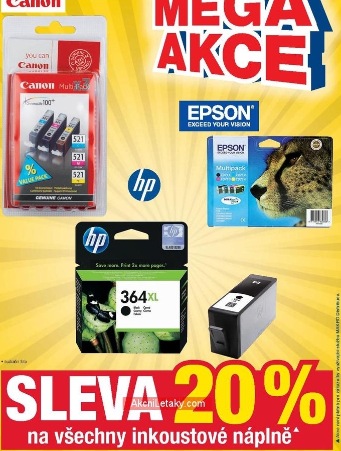 Sleva 20pp na všechny inkoustové náplně