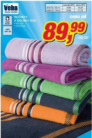 Duo, ručník v různých barvách