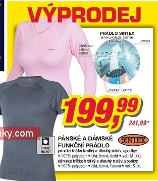 Sintex, pánské/dámské funkční prádlo