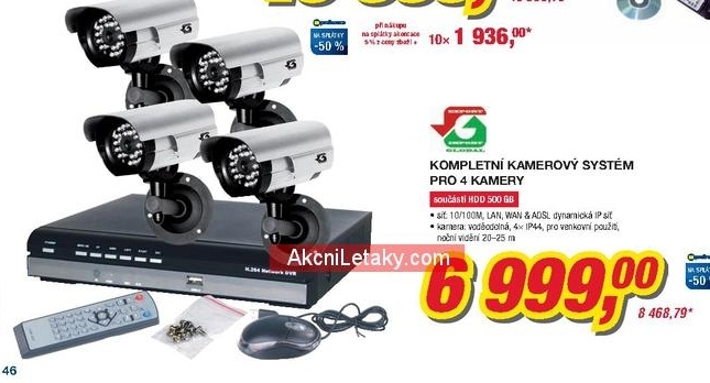 Kompletní zabezpečovací systém pro 4 kamery