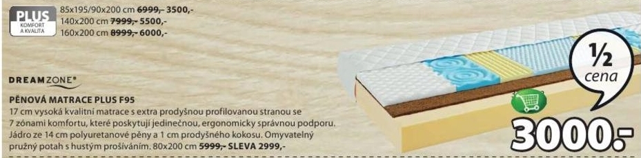 Plus F95, pěnová matrace