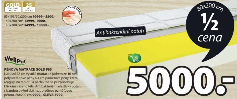 Gold F85, pěnová matrace