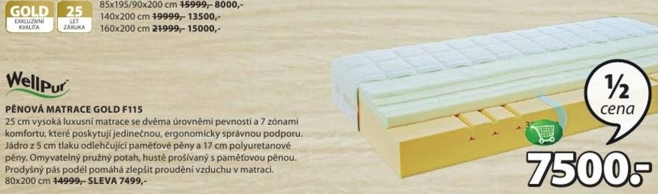 Gold F115, pěnová matrace