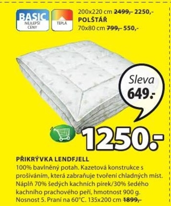 Lendfjell, přikrývka