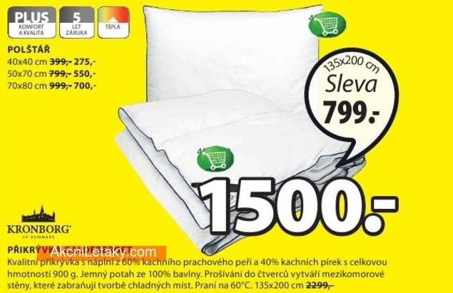 Přikrývka s náplní z kachního peří