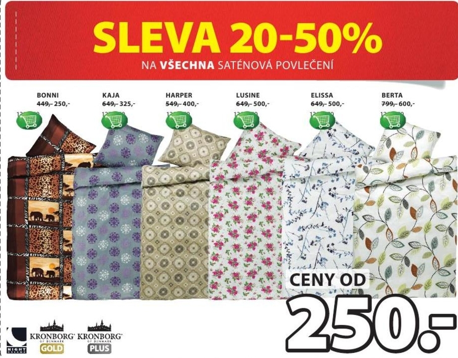 Sleva 20 až 50pp na všechna saténová povlečení