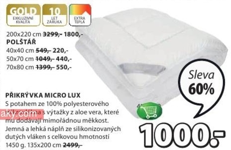 Micro Lux, přikrývka