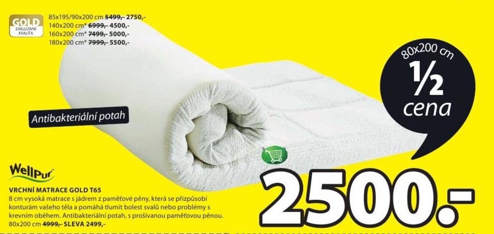 Gold T65, vrchní matrace