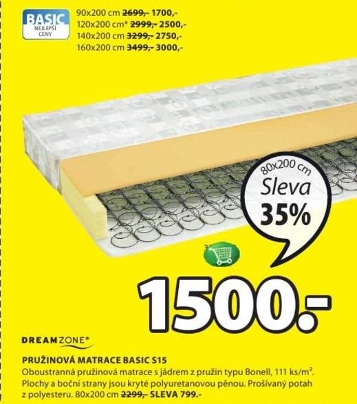 Basic S15, pružinová matrace