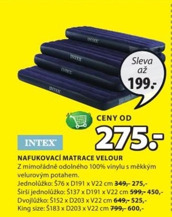 Velour, nafukovací matrace