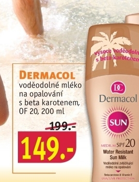 Mleko na opalovani vodeodolne of 20 sun dermacol