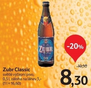 Pivo svetle vycepni 10 classic pivovar zubr