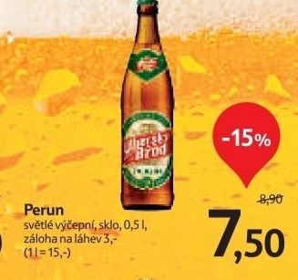 Pivo svetle vycepni perun pivovar uhersky brod