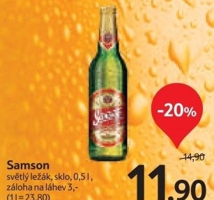 Pivo svetly lezak 12 samson
