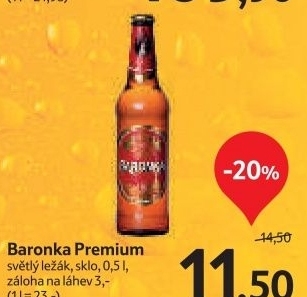 Pivo svetly lezak baronka premium zatec - Tesco akcniletaky.com