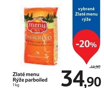 Ryze parboiled zlate menu