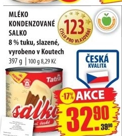 Mleko kondenzovane salko tatra