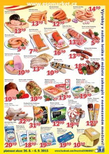 akční leták ESO MARKET 26.8.2015-6.9.2015