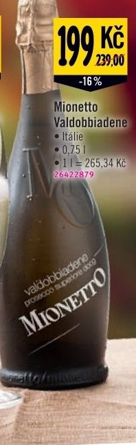 Sekt valdobbiadene prosecco docg mionetto