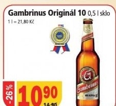 Pivo svetle vycepni original 10 gambrinus