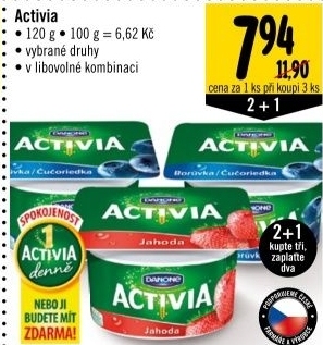 Jogurt ochuceny activia danone