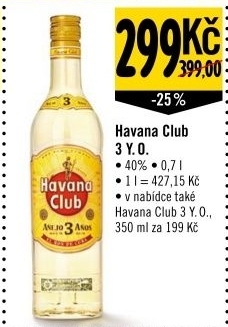 Rum kubansky bily anejo 3 anos havana club