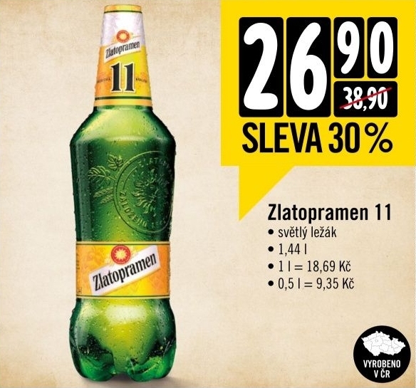 Pivo svetly lezak 11 zlatopramen