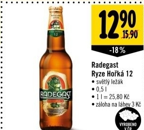 Pivo svetly lezak 12 ryze horky radegast