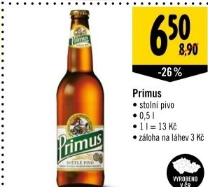 Pivo svetle vycepni 10 primus