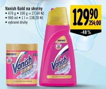 Odstranovac skvrn praskovy gold oxi action vanish