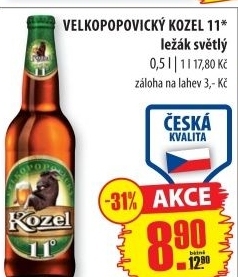 Pivo svetly lezak 11 medium velkopopovicky kozel