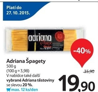 Testoviny semolinove adriana