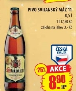 Pivo svetly lezak 11 svijansky maz svijany
