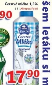 Mleko cerstve kunin 1 5 polotucne