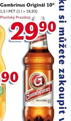 Pivo svetle vycepni original 10 gambrinus
