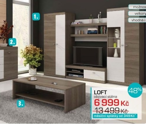Loft, obývací stěna
