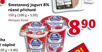 Jogurt smetanovy ochuceny kunin